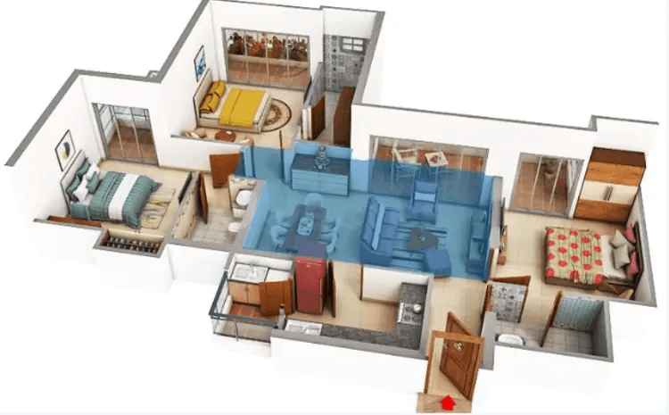 3 BHK floor plan